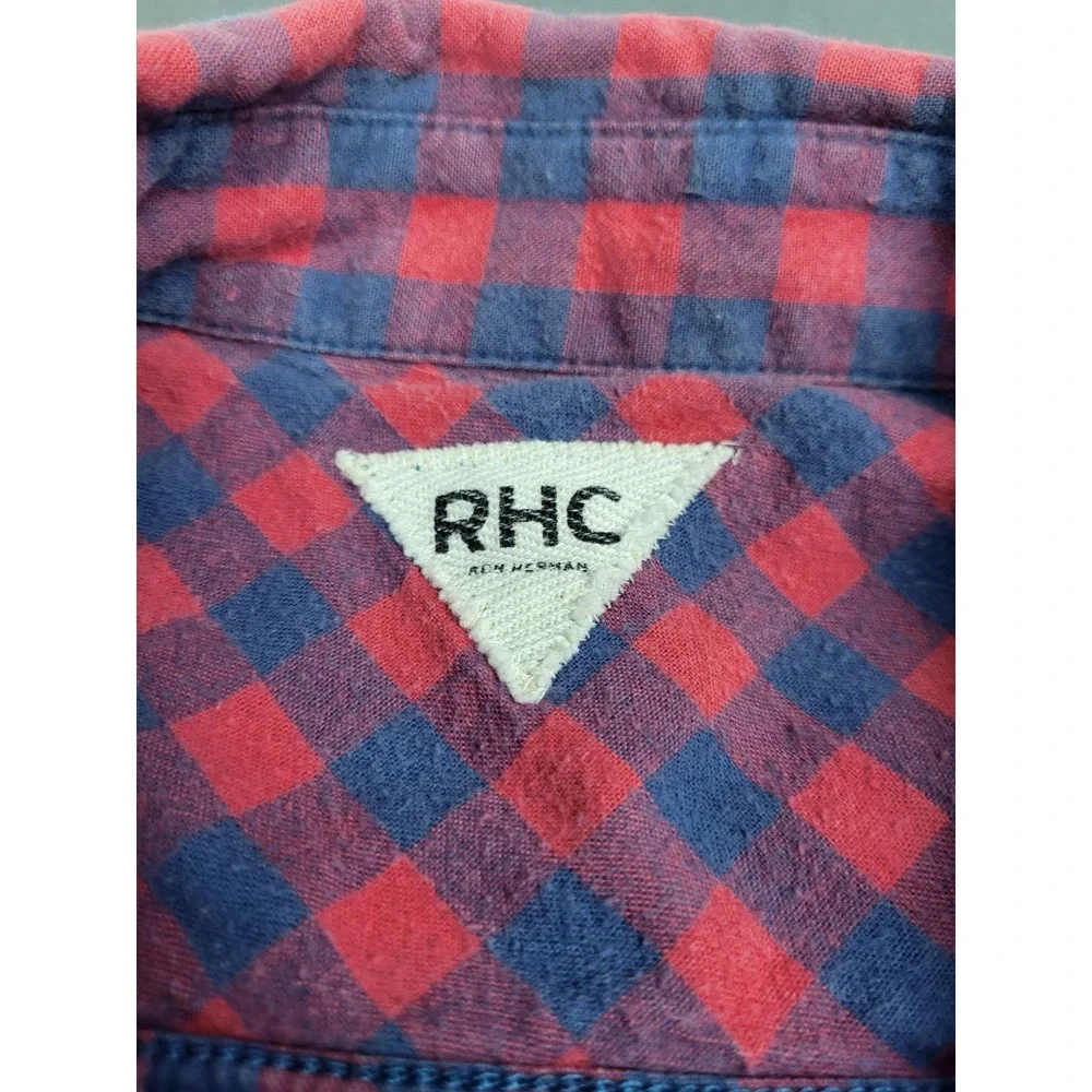 RHC Ron Herman Flannel Shirt‎ Mens Small Red Buffalo Check Plaid Lightweight